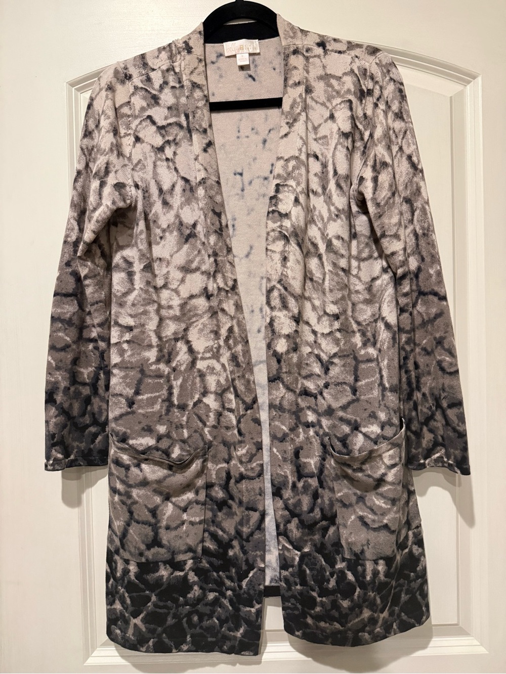 Gravel Gray Beautifully Patterned Open-Front Cardigan
